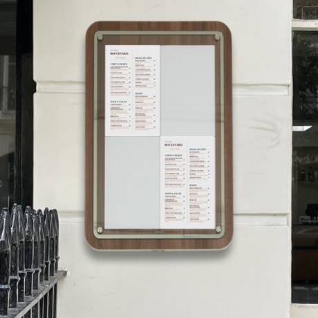 4 x A4 Glass Star Wood Effect Menu Display